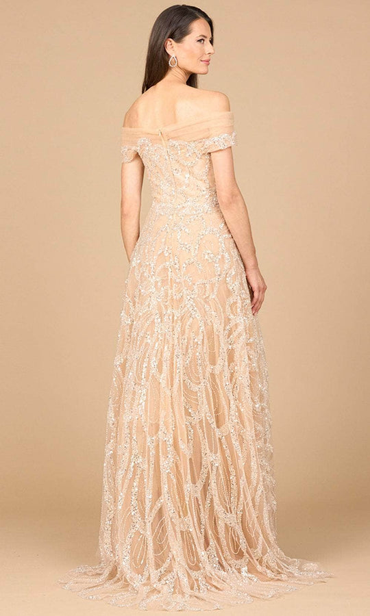 Lara Dresses 28941 - Off-Shoulder Neckline Sequin A-Line Gown
