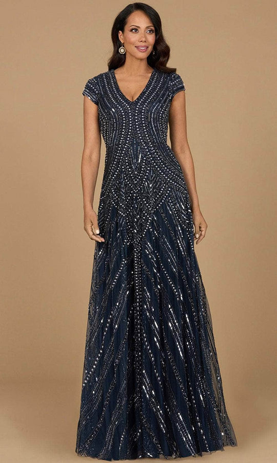Lara Dresses 28952 - Beaded Cap Sleeve Evening Gown