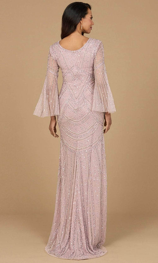 Lara Dresses 28954 - Geometric Beaded Bell Sleeve Formal Dress