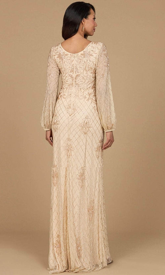 Lara Dresses 28955 - Beaded Lattice Deep V-Neck Formal Dress