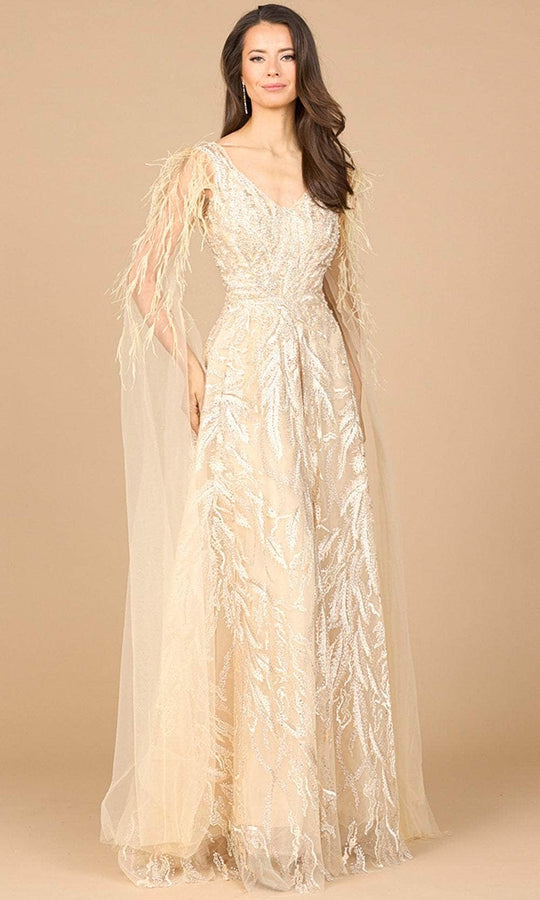 Lara Dresses 28965 - Lace A-Line Gown with Cape Sleeves