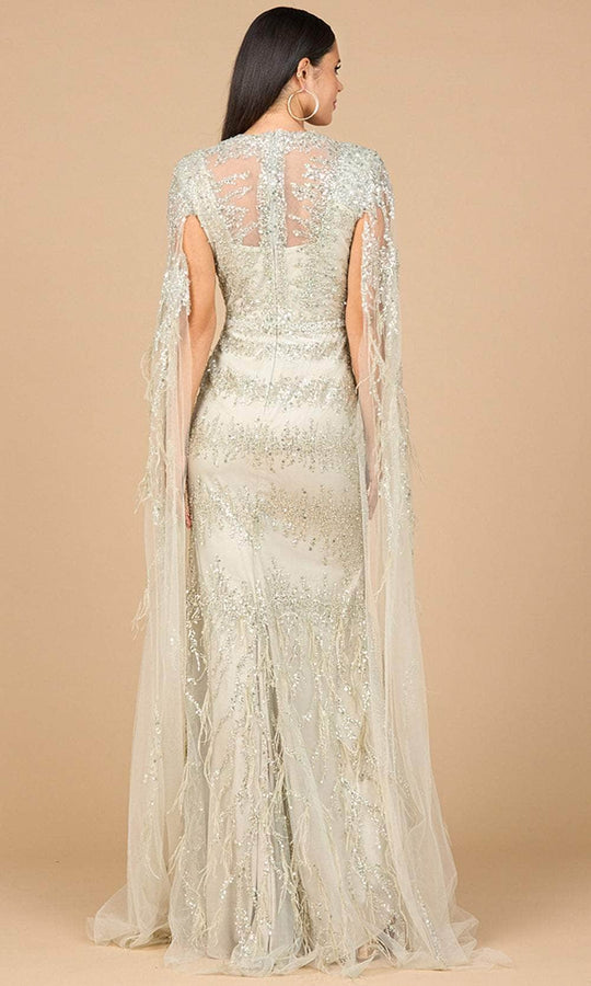 Lara Dresses 28969 - V-Neck Feather Details Prom Gown