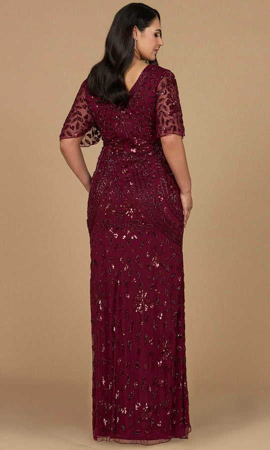 Lara Dresses 28975 - Short Sleeve Beaded Sequin Evening Dress