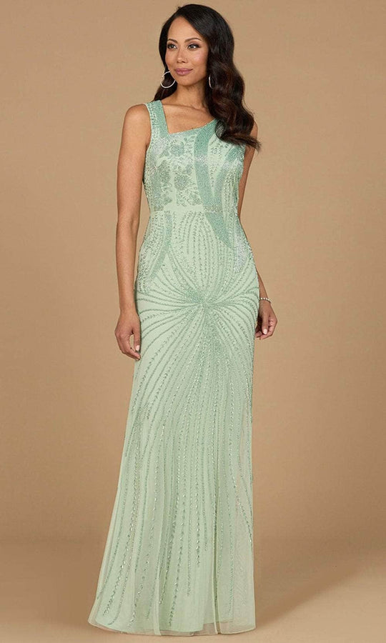 Lara Dresses 28976 - Wide Strap Beaded Asymmetric Evening Dress