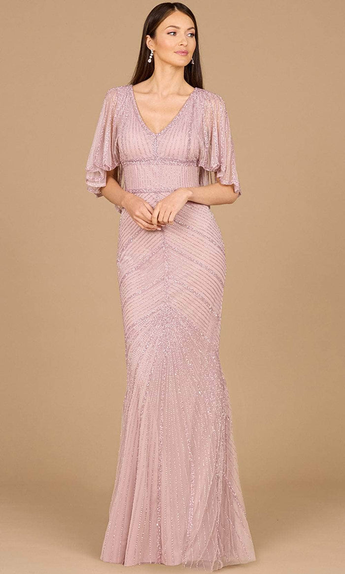 Lara Dresses 29022 - Cape Sleeve Mermaid Evening Gown Evening Dresses 0 / Blush
