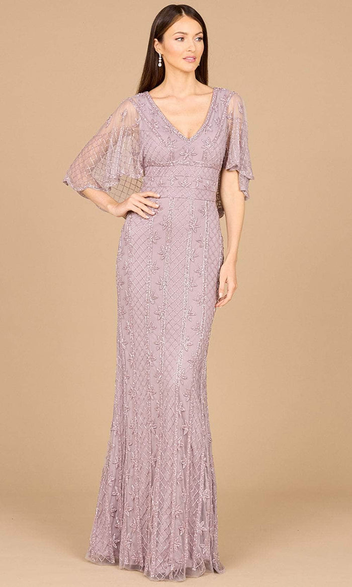 Lara Dresses 29023 - Cape Sleeve Sheath Evening Gown Evening Dresses 0 / Lilac