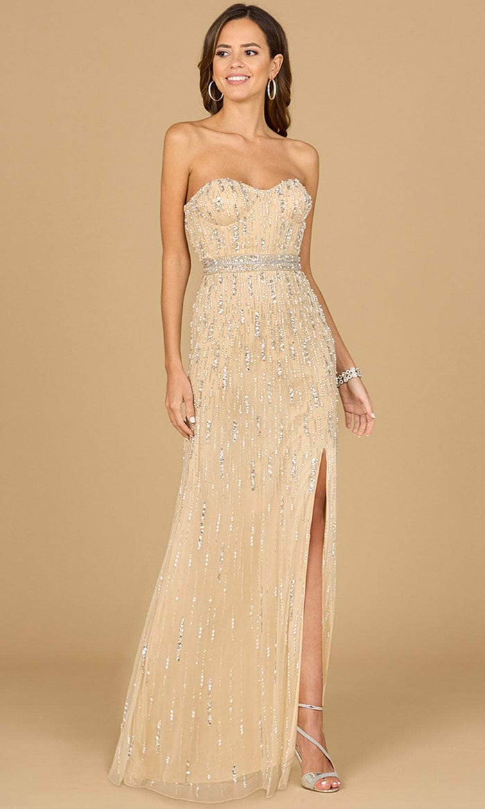 Lara Dresses 29035 - Strapless Beaded Evening Gown Evening Desses 0 / Champagne pearl