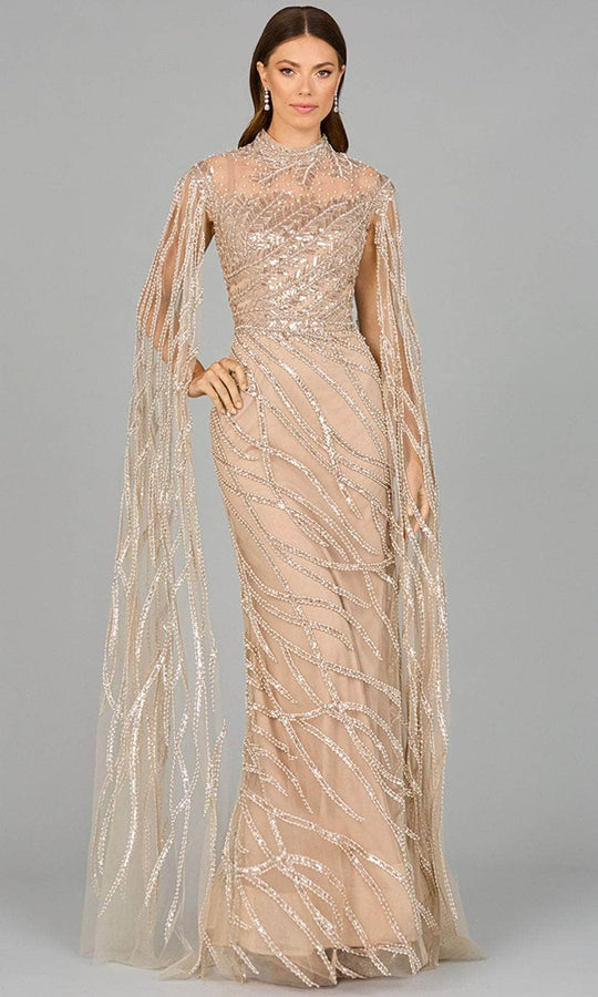Lara Dresses 29042 - Sequin Embellished High Neck Evening Gown
