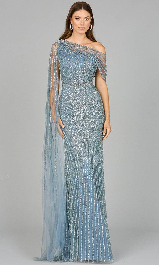 Lara Dresses 29051 - Beaded Cape Asymmetric Evening Dress