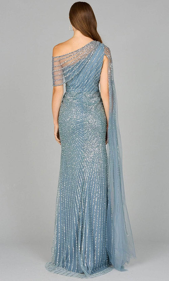 Lara Dresses 29051 - Beaded Cape Asymmetric Evening Dress