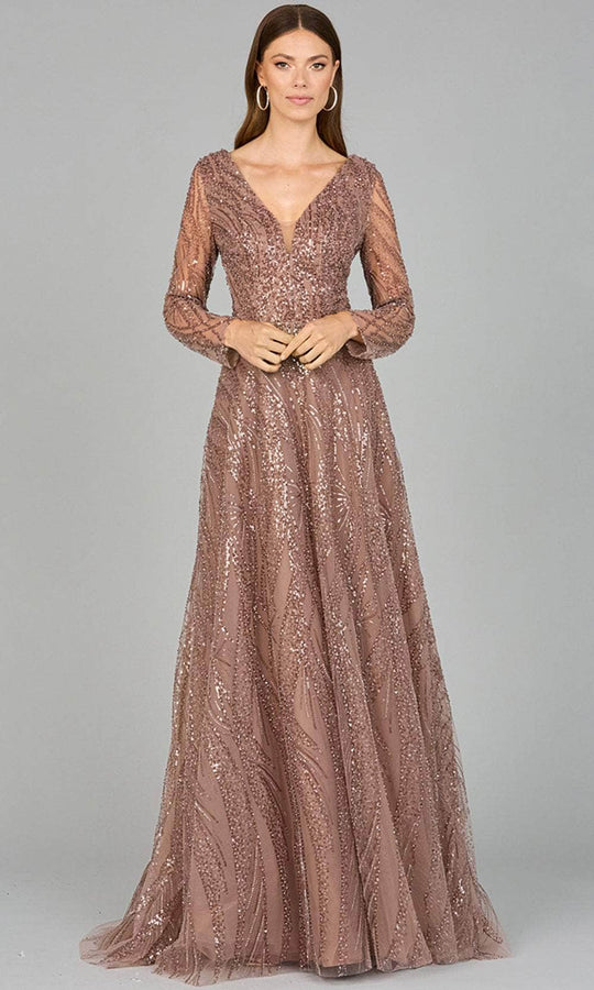 Lara Dresses 29052 - Beaded Lace Appliqued Evening Dress