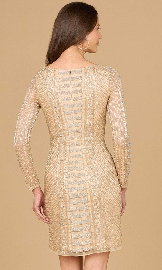 Lara Dresses 29062 - Bateau Geometric Beaded Cocktail Dress
