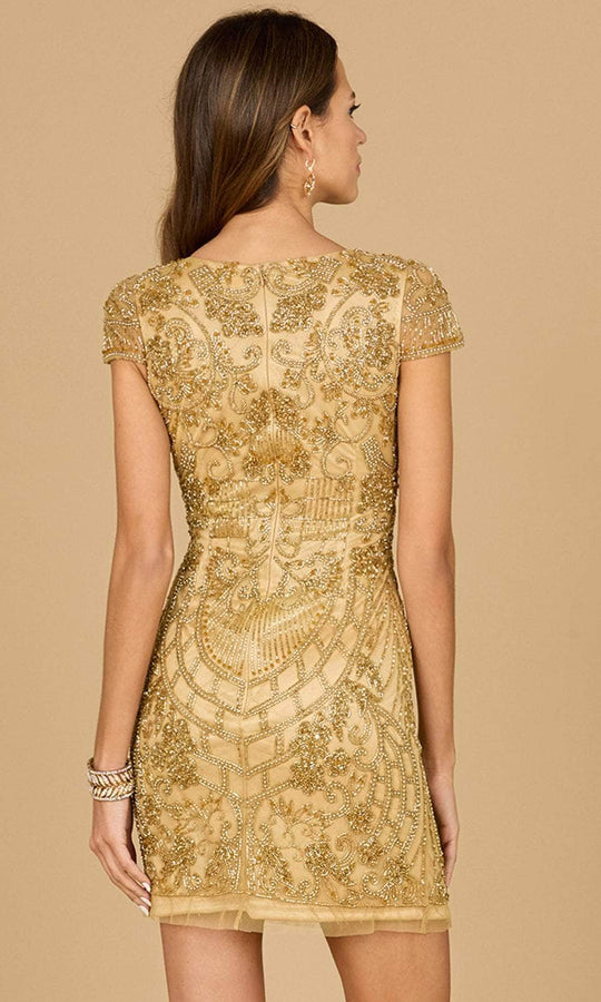 Lara Dresses 29063 - Cap Sleeve Bejeweled Cocktail Dress