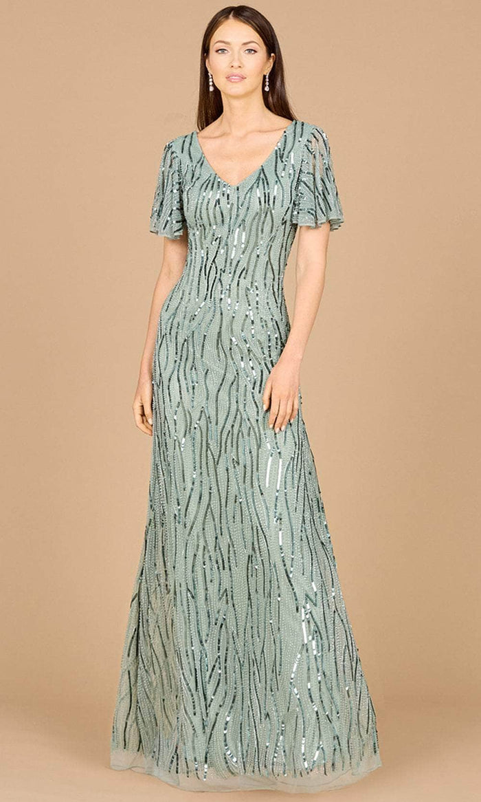 Lara Dresses 29074 - Sequin Detail Evening Dress Special Occasion Dress 0 / Green Mist