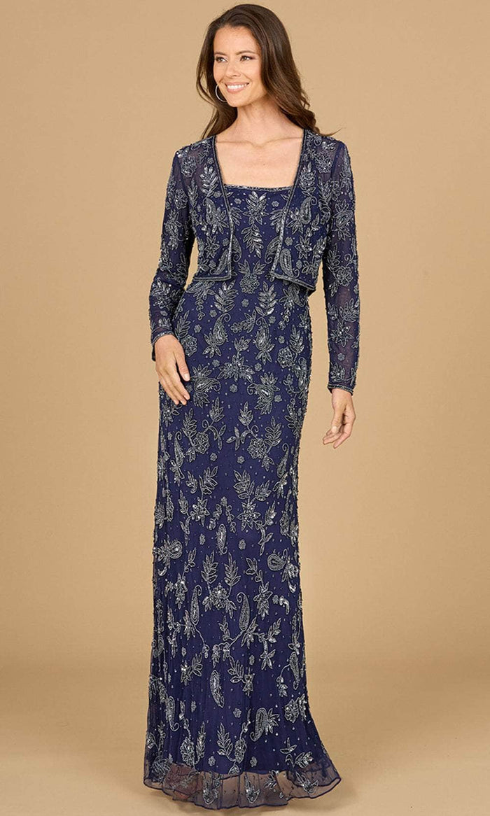 Lara Dresses 29075 - Beaded Evening Gown With Jacket Evening Dresses 0 / Navy