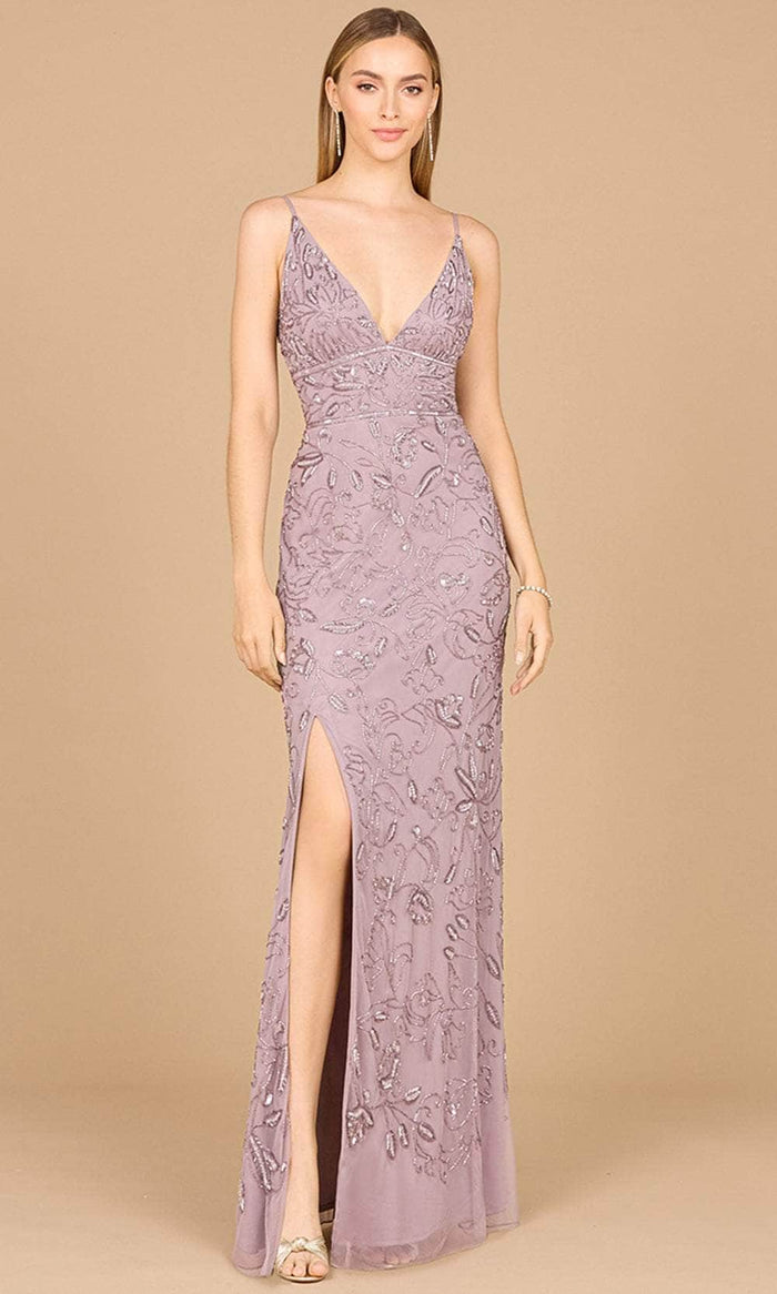 Lara Dresses 29081 - V-Neck High Slit Evening Gown Evening Desses 0 / Dusty lavender
