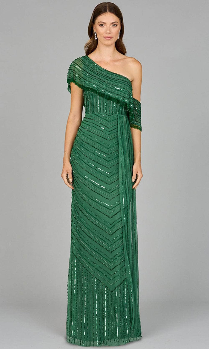 Lara Dresses 29084 - Draped One Shoulder Evening Dress Special Occasion Dress 2 / Forest Green