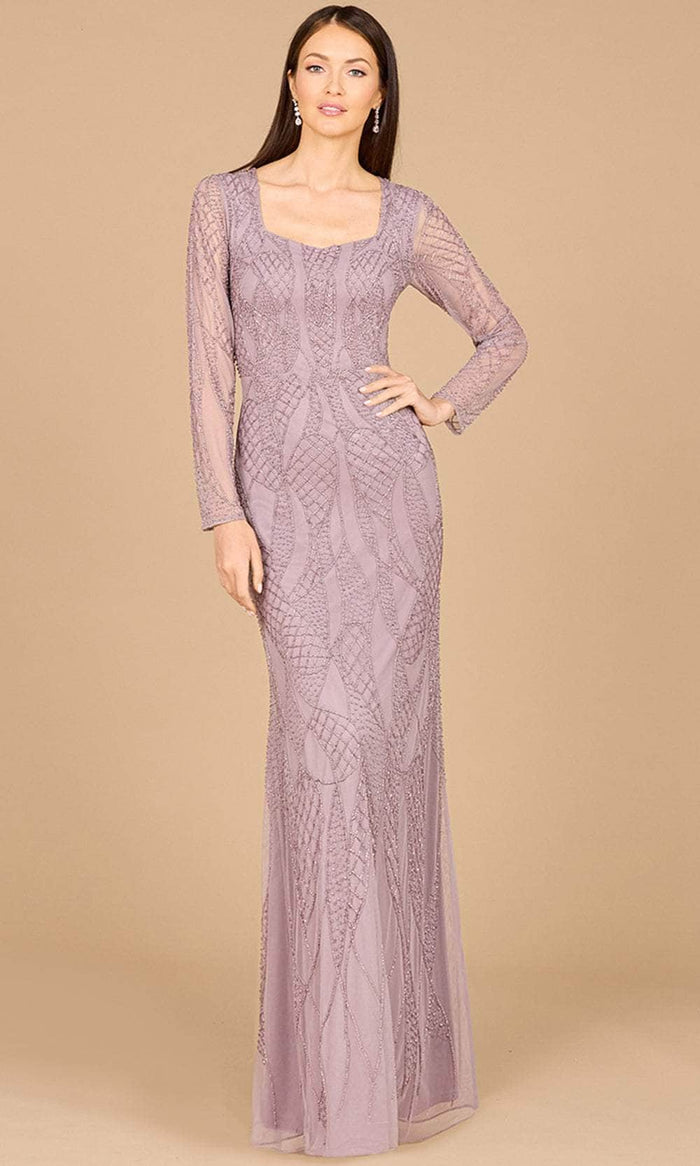 Lara Dresses 29094 - Square Neck Beaded Evening Dress Evening Dresses 0 / Dusty Lavender