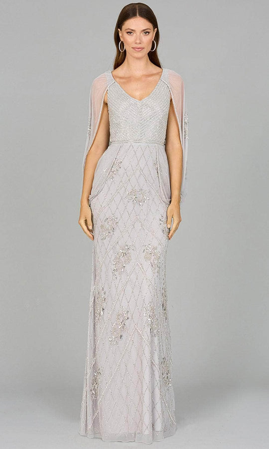 Lara Dresses 29095 - Beaded Cape Sleeve Evening Dress