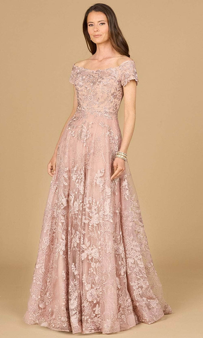 Lara Dresses 29122 - Lace Applique Evening Gown Evening Dresses 0 / Blush