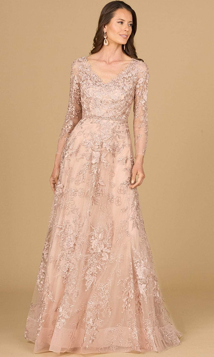 Lara Dresses 29132 - Lace A-Line Evening Gown Special Occasion Dress 0 / Blush