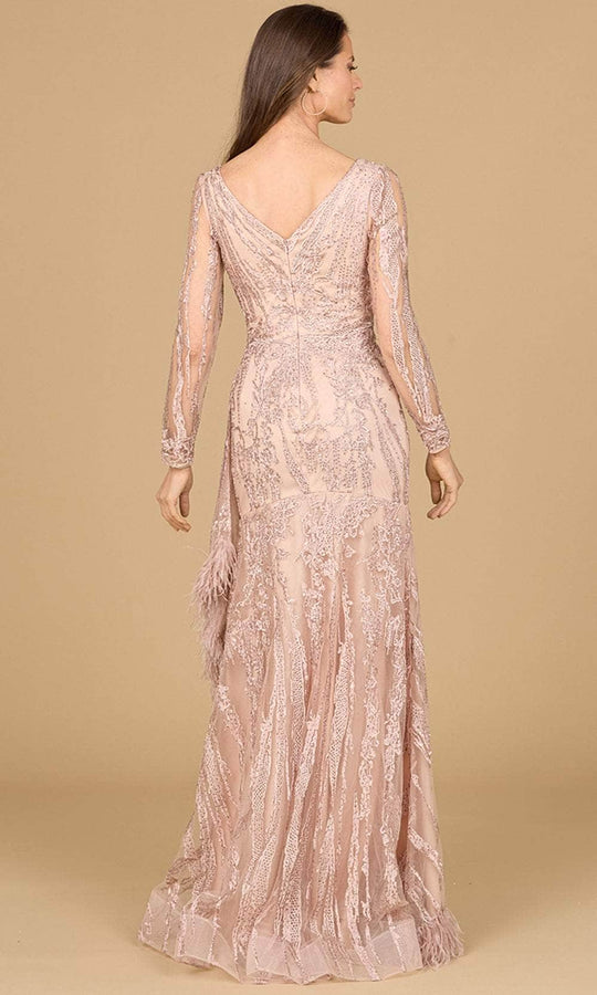 Lara Dresses 29133 - Deep V-Neck Lace Evening Gown