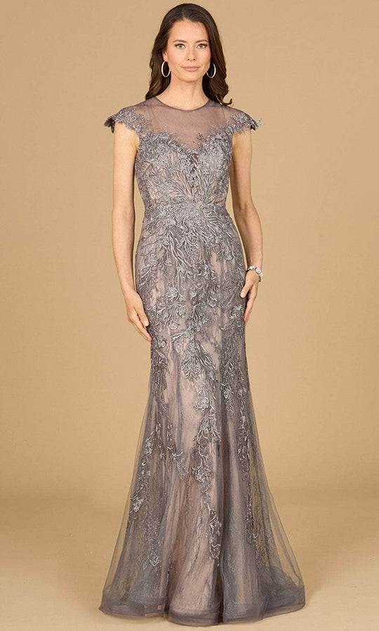 Lara Dresses 29134 - Embroidered Cap Sleeve Evening Gown