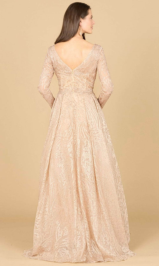 Lara Dresses 29142 - Long Sleeve Pleated Evening Gown