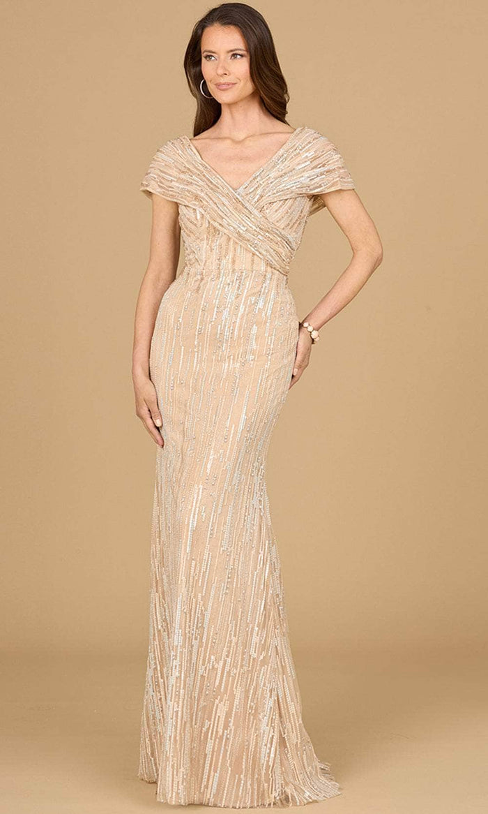 Lara Dresses 29144 - Cap Sleeve Beaded Evening Gown Evening Dresses 0 / Champagne