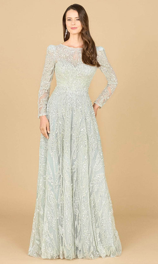 Lara Dresses 29159 - Beaded Lace Long Sleeve Evening Gown