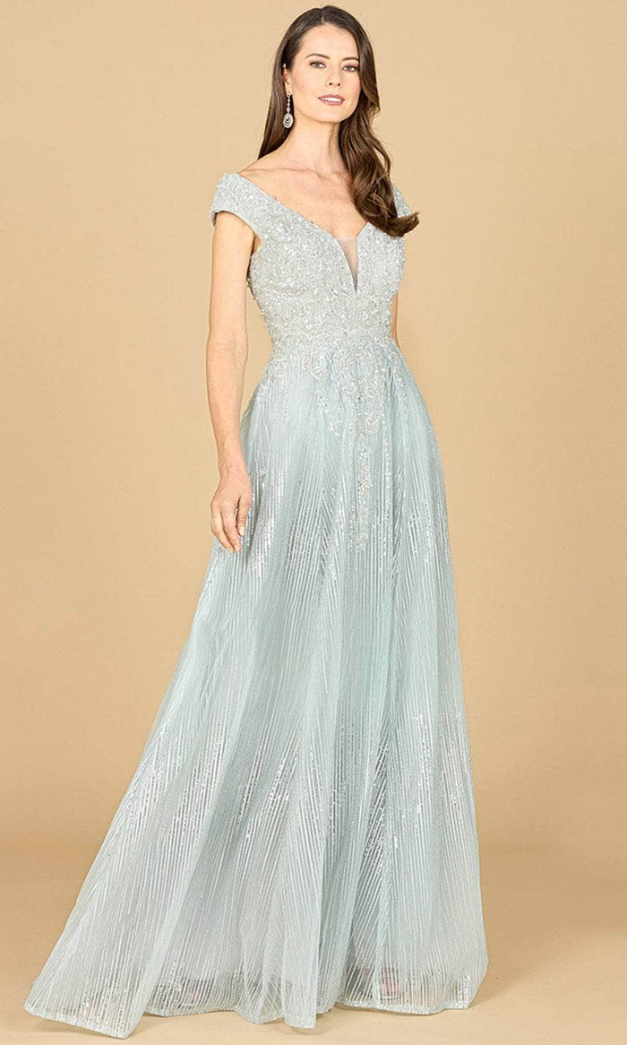 Lara Dresses 29160 - Lace Cap Sleeve Gown Evening Dresses 0 / Dusty sage