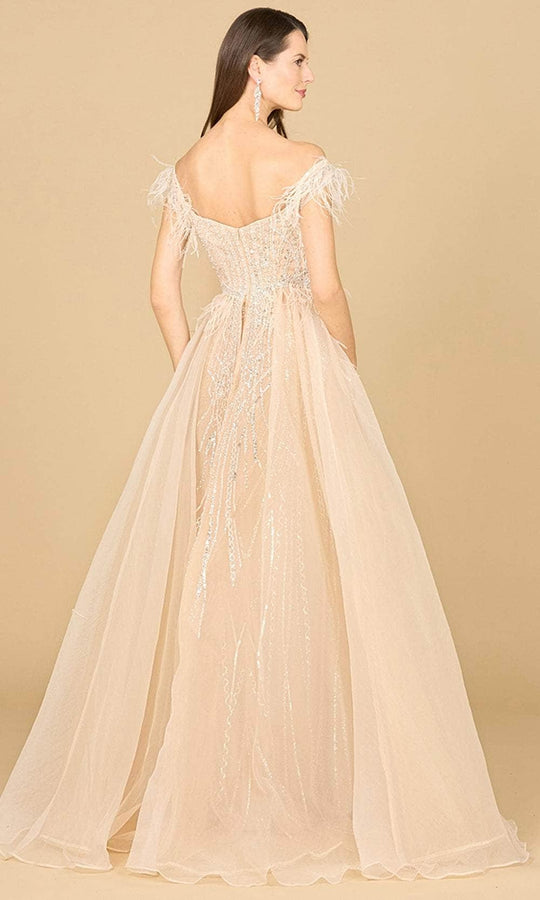 Lara Dresses 29161 - Off-Shoulder Feather Detailed Evening Gown