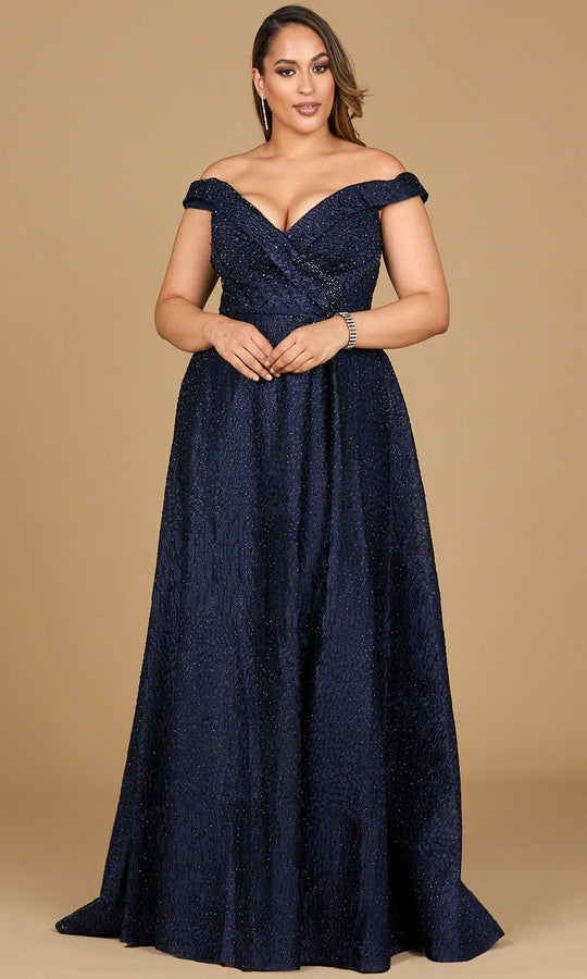 Lara Dresses 29349 - Off Shoulder Lace Textured A-Line Gown