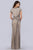 Lara Dresses 29746 - Short Sleeve Plunging V-neck Long Dress Formal Gowns 10 / Silver
