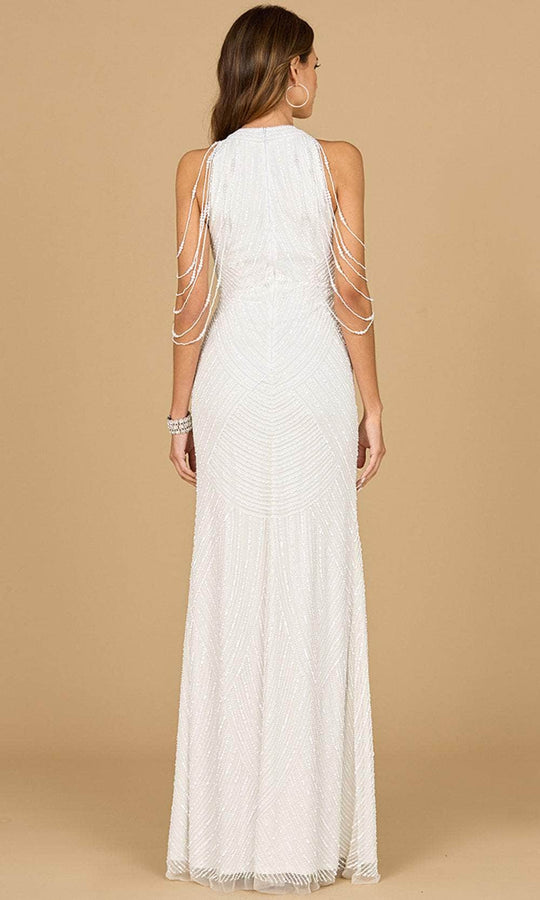 Lara Dresses 51185 - Halter Beaded Fringe Evening Dress