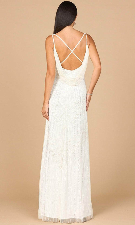 Lara Dresses 51191 - Beaded V-Neck Gown with Spaghetti Straps