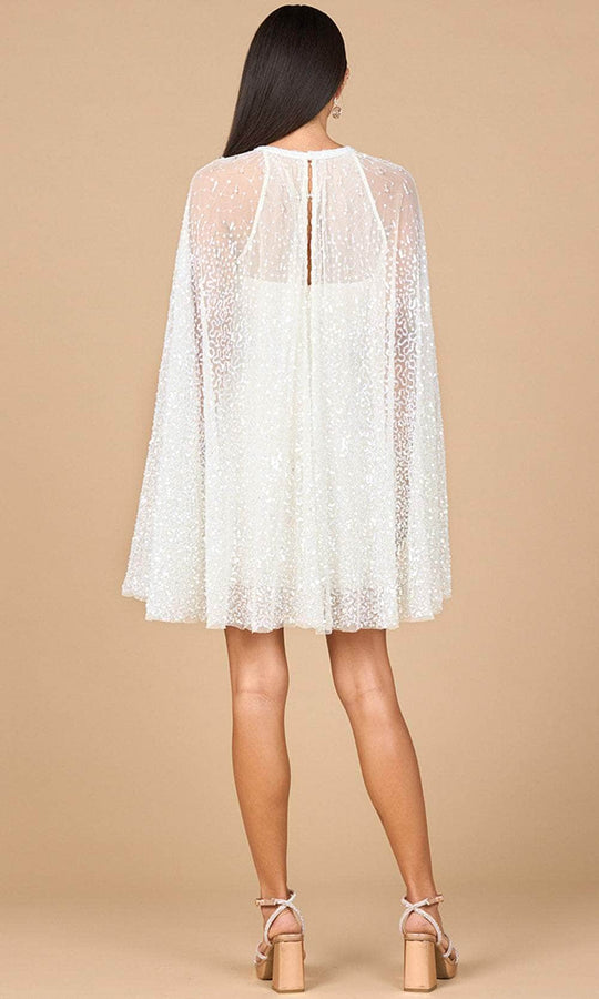 Lara Dresses 51192 - Short Beaded Cape Sleeve Dress