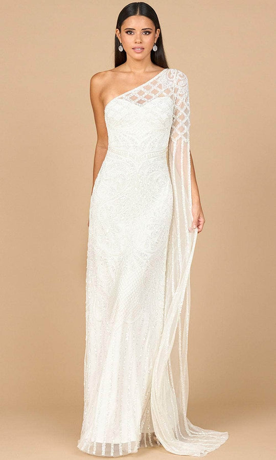 Lara Dresses 51197 - Asymmetric Sheath Gown with Sheer Cape