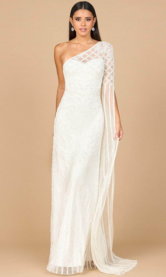 Lara Dresses 51197 - Asymmetric Sheath Gown with Sheer Cape