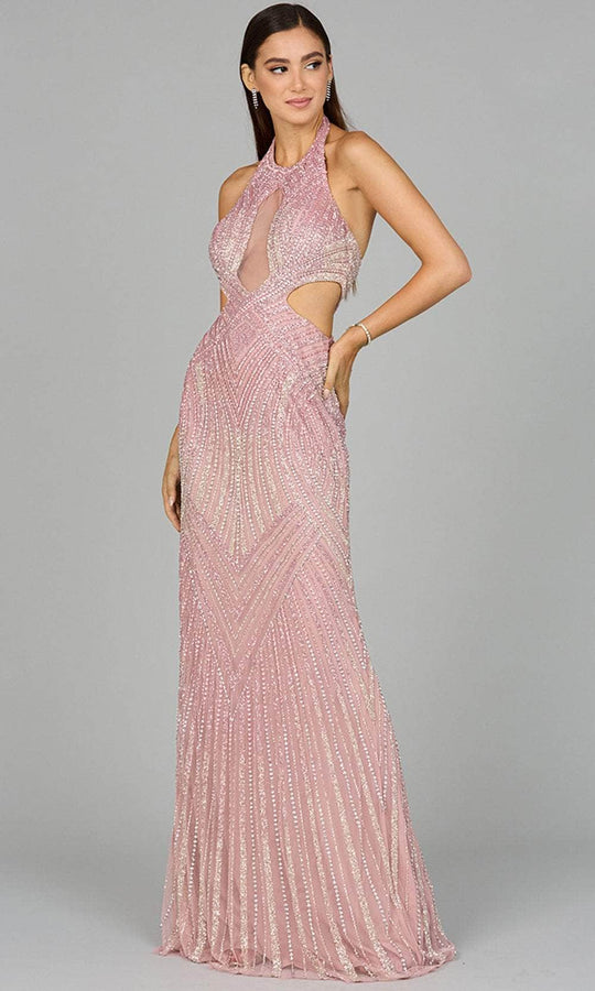 Lara Dresses 9943 - Bead Embellished Halter Prom Gown