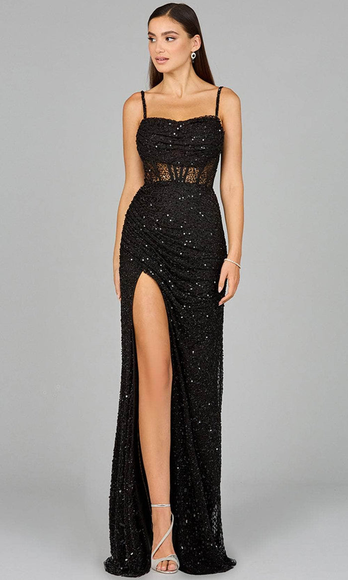 Lara Dresses 9960 - Beaded Corset Evening Dress Special Occasion Dress 00 / Black