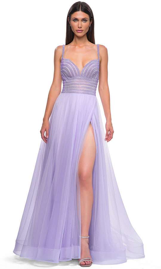 La Femme 32714 - Rhinestone Embellished Sleeveless Prom Gown