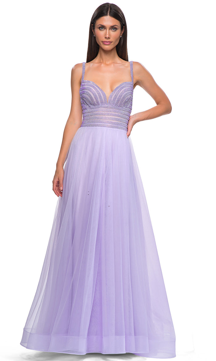 La Femme 32714 - Long Beaded/Tulle A-Line Dress
