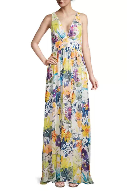 Liv Foster ML1E208109 - Sleeveless Floral Printed Long Dress