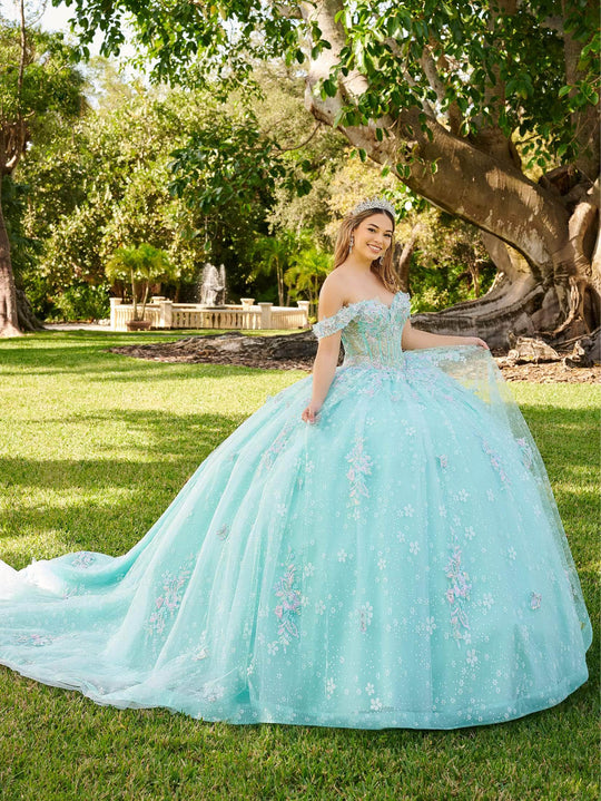 Lizluo Fiesta 56515 - Off-Shoulder Applique Embellished Ballgown