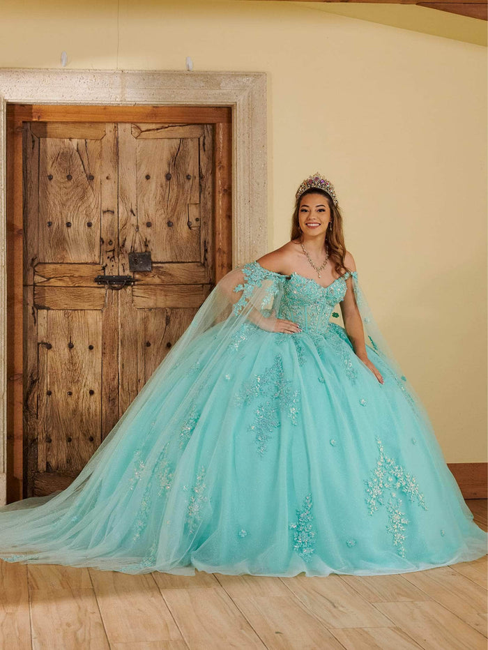 Lizluo Fiesta 56516 - Beaded Floral Applique Sleeveless Ballgown Special Occasion Dress