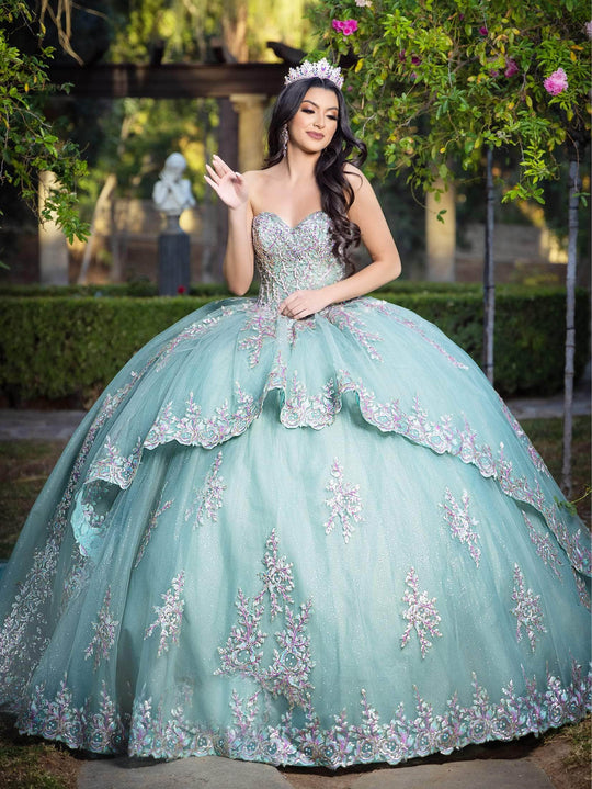Lizluo Quince 26090 - Lace Applique Sweetheart Neck Ballgown