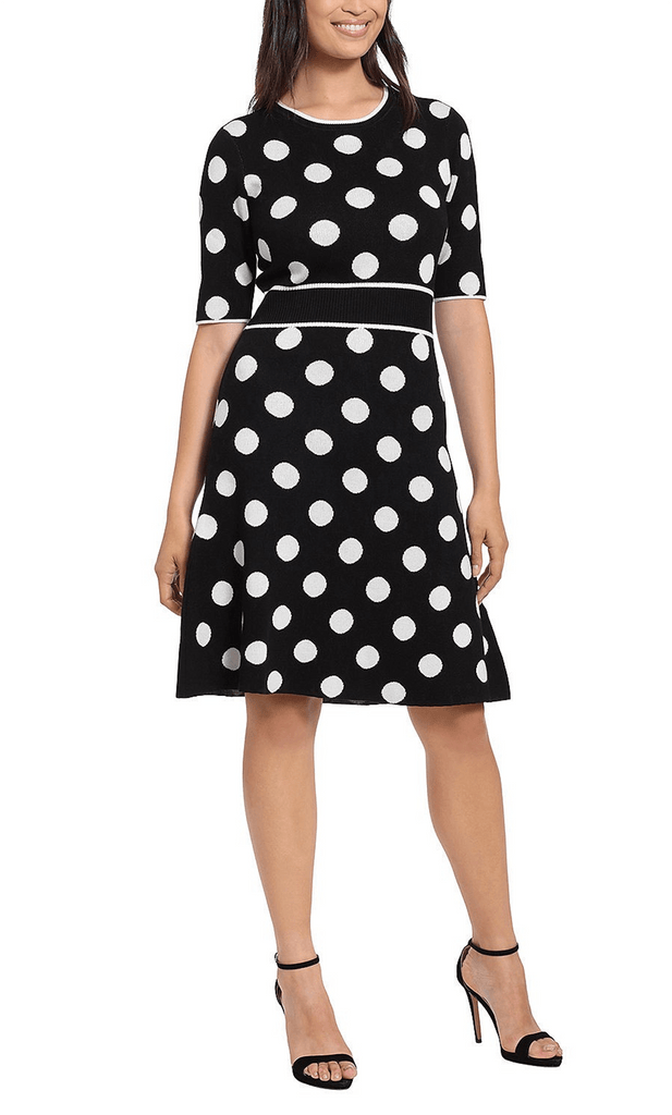 London Times T6598M - Polka dot Half Sleeve A-line Dress London Times T6598M - Polka dot Half Sleeve A-line Dress
