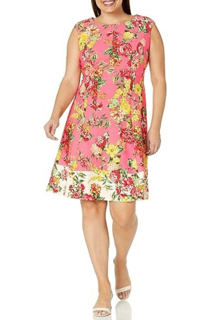 London Times T6720M - London Times Cap Sleeve Floral Fit & Flare Dress Special Occasion Dress
