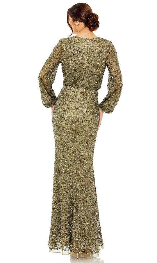 Mac Duggal 10044 - Bishop Sleeve Beaded Evening Gown